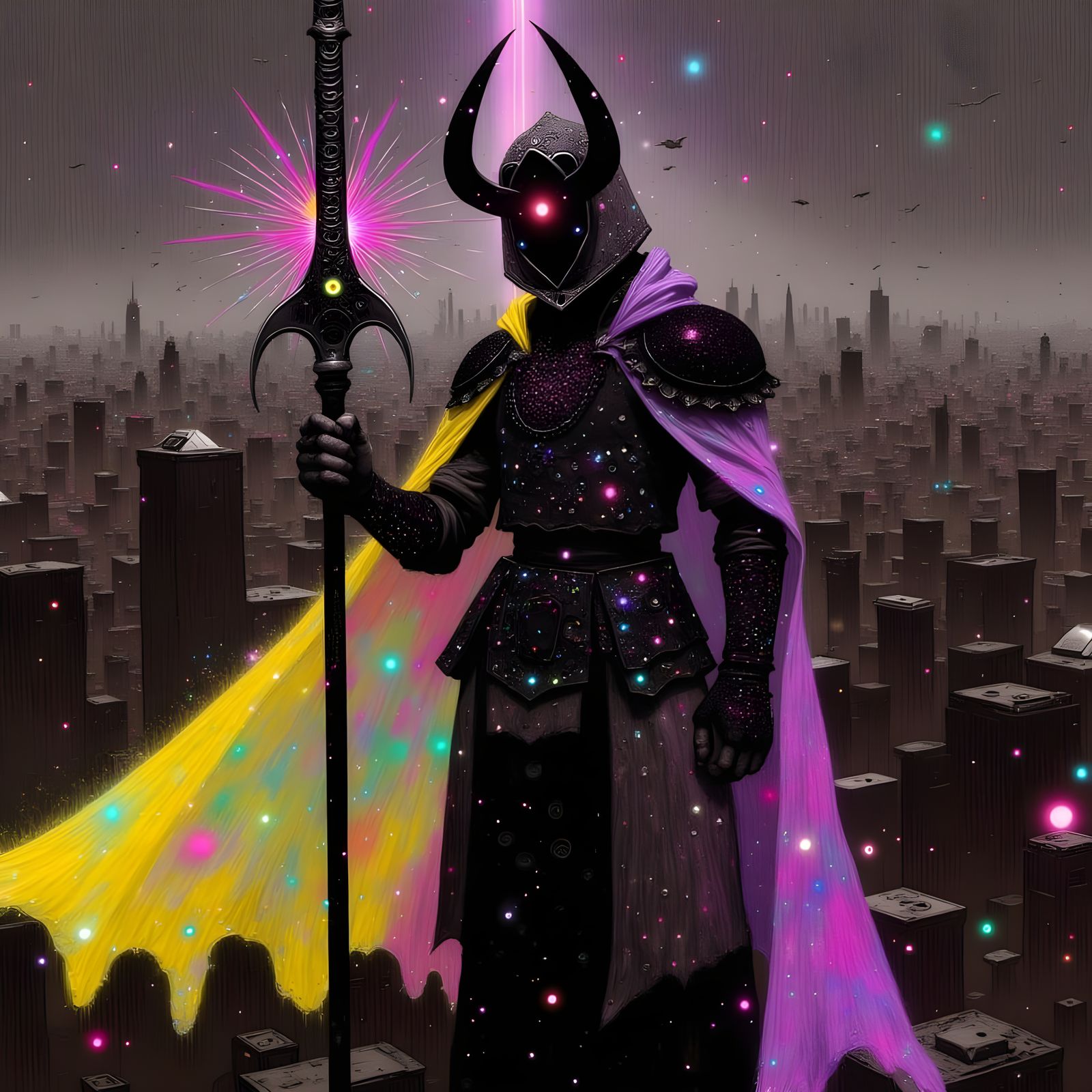 Cyberpunk Samurai in a Bright, Dark Fantasy World