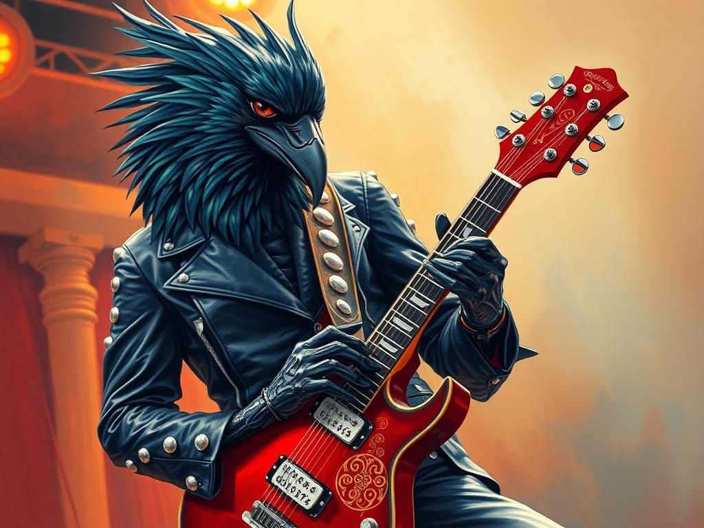 Rock Raven in Cyberpunk Style