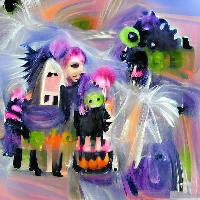 Pastel Goth Monsters Halloween Night Abstract