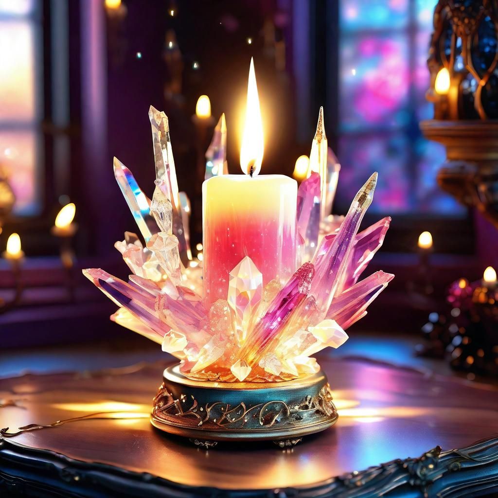 Sparkling Crystal Candle Stand in Enchanted Room