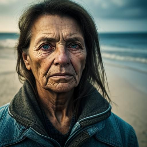 Middle-aged Model Portrait on Midwest Beach