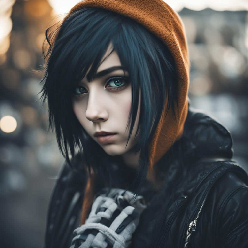 Beautiful Emo Girl Portrait in Sharp Focus