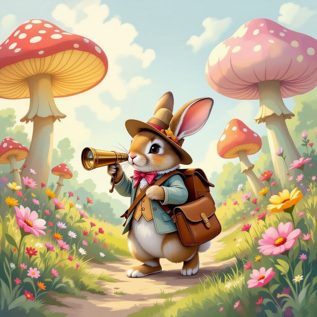 Rabbit Explorer in Surreal Dreamscape