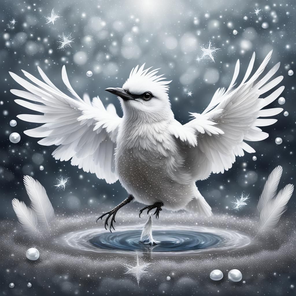 Cosmic Bird Having Fun with Planets and Glitter