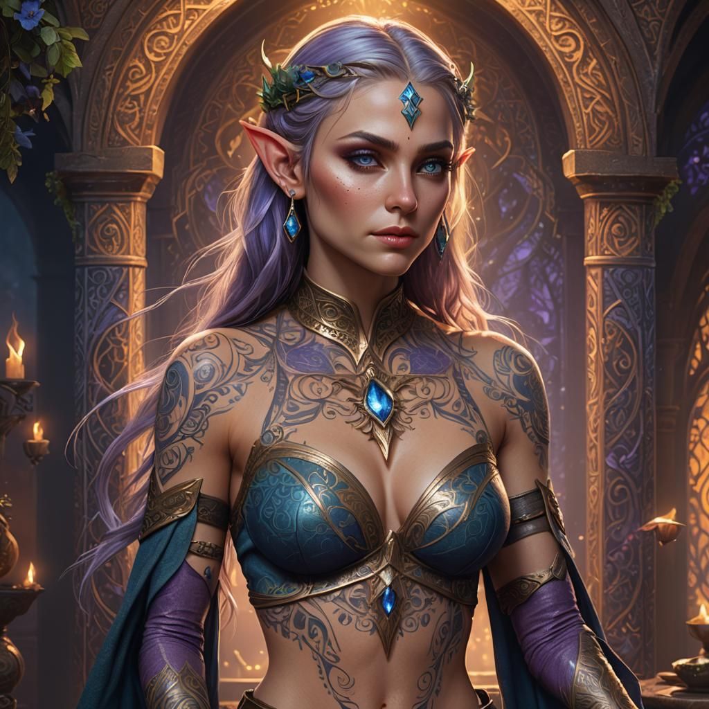 Elf with Tattoo: Fantasy Art in Unreal Engine 5