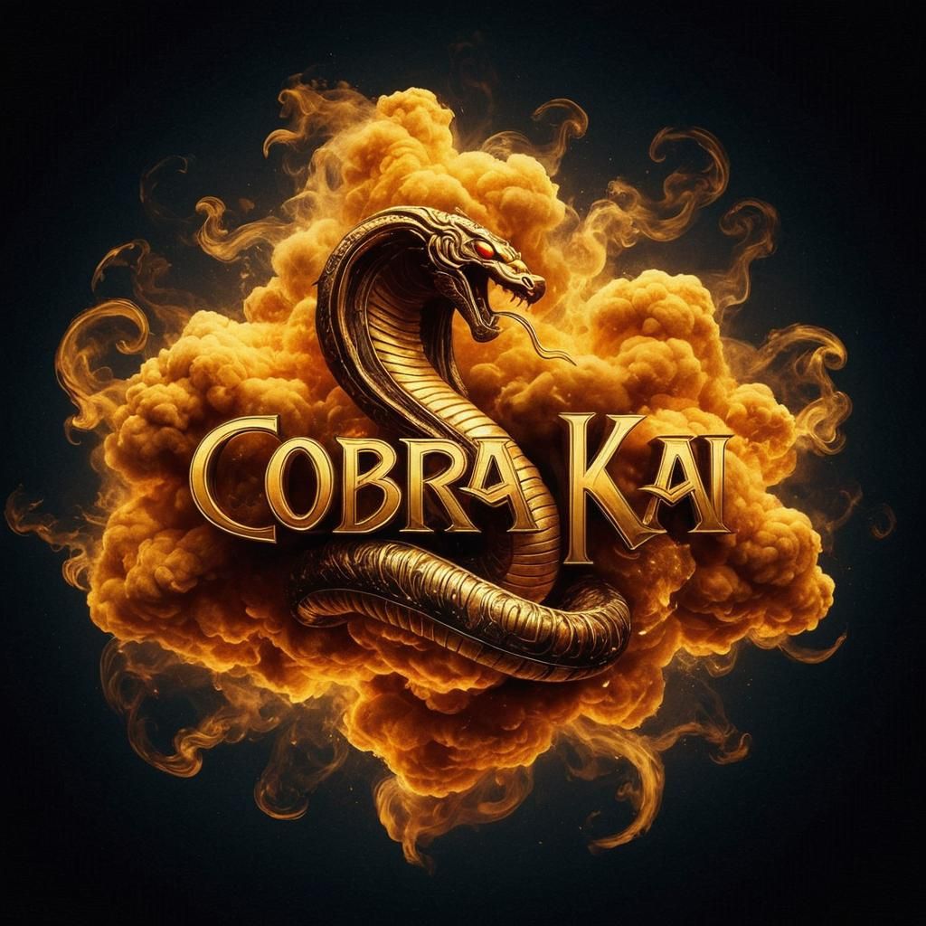 Golden Cobra Kai Logo in Smoke