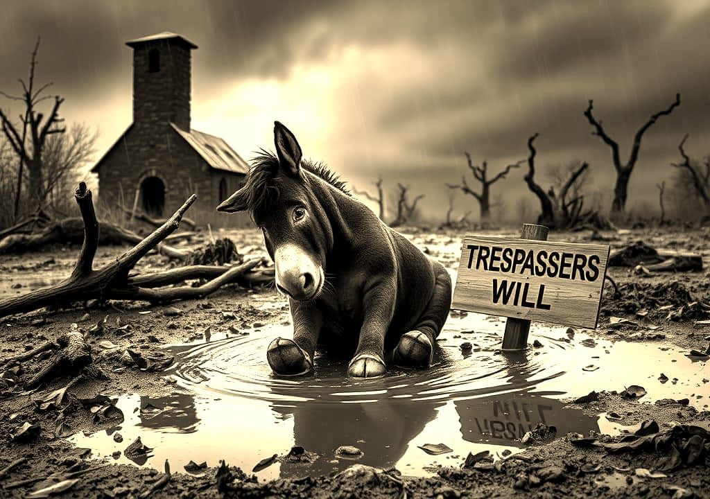 Eeyore's Depression: A Gloomy Neo-Realism Charcoal Sketch