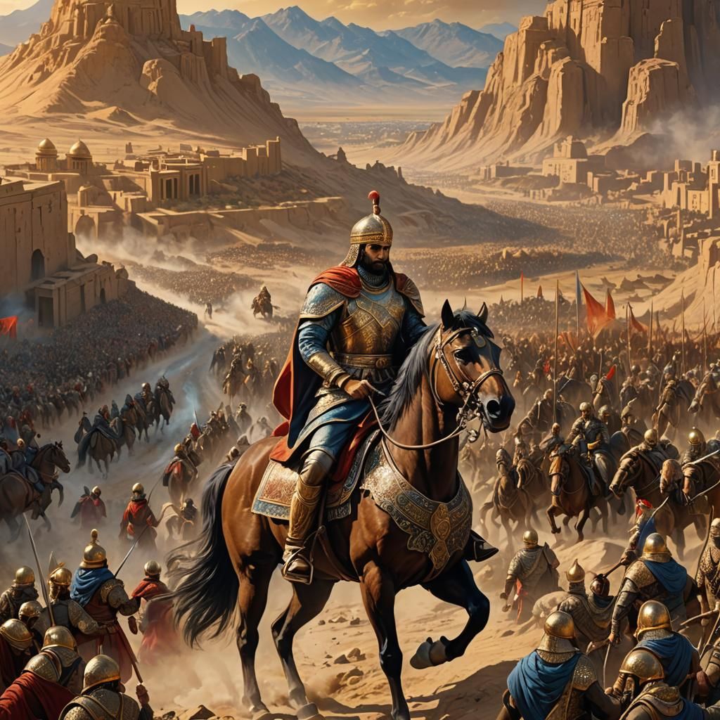 Cyrus the Great on Horseback in Epic Battle