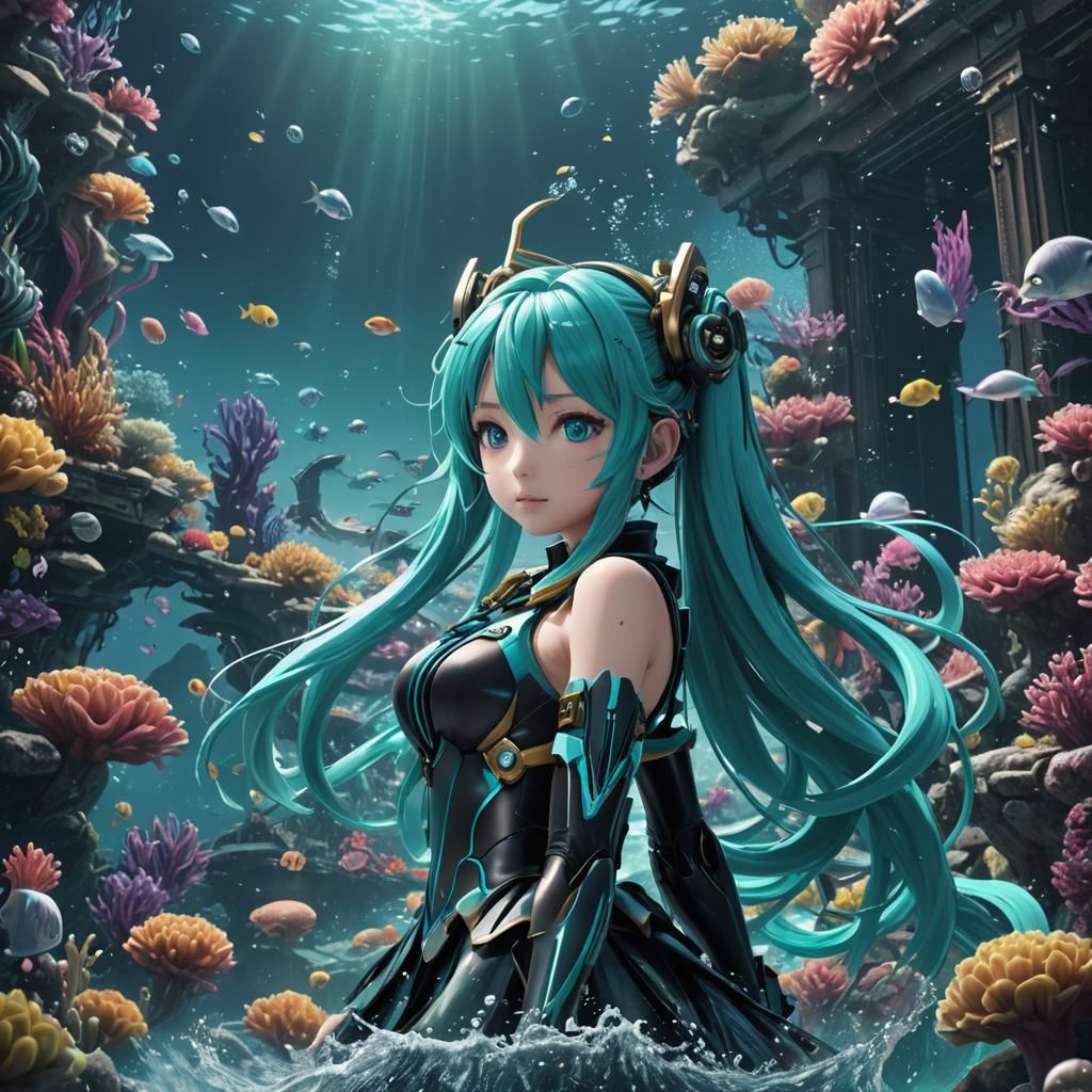 Hatsune Miku Drowning Under the Ocean