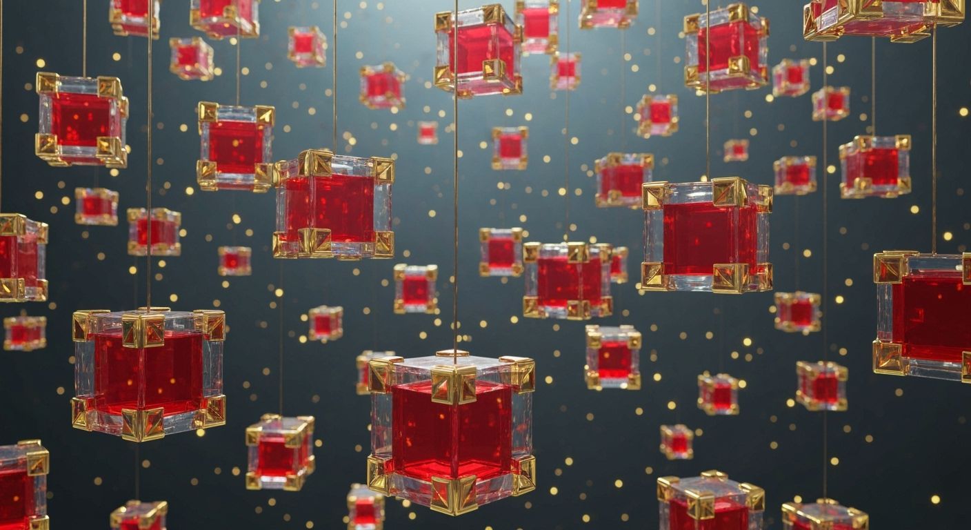 Surreal Cubes Suspended in Air with Gold Accents