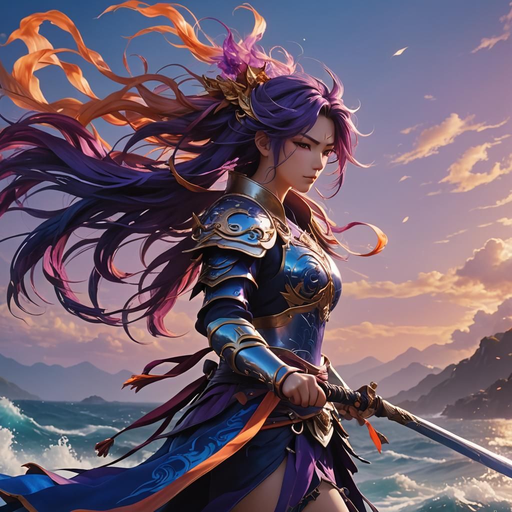 Warrior's Soul Ascends: Anime-Inspired 3D Art