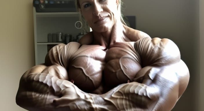 Extremely Muscular Female Bodybuilder Physique