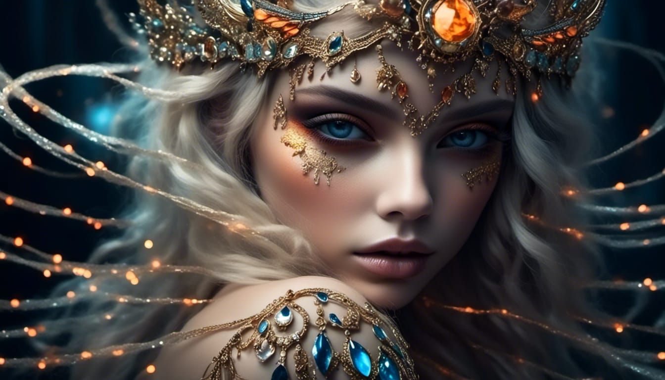 Glowing-Eyed Man in Dreamy Fractal Portrait