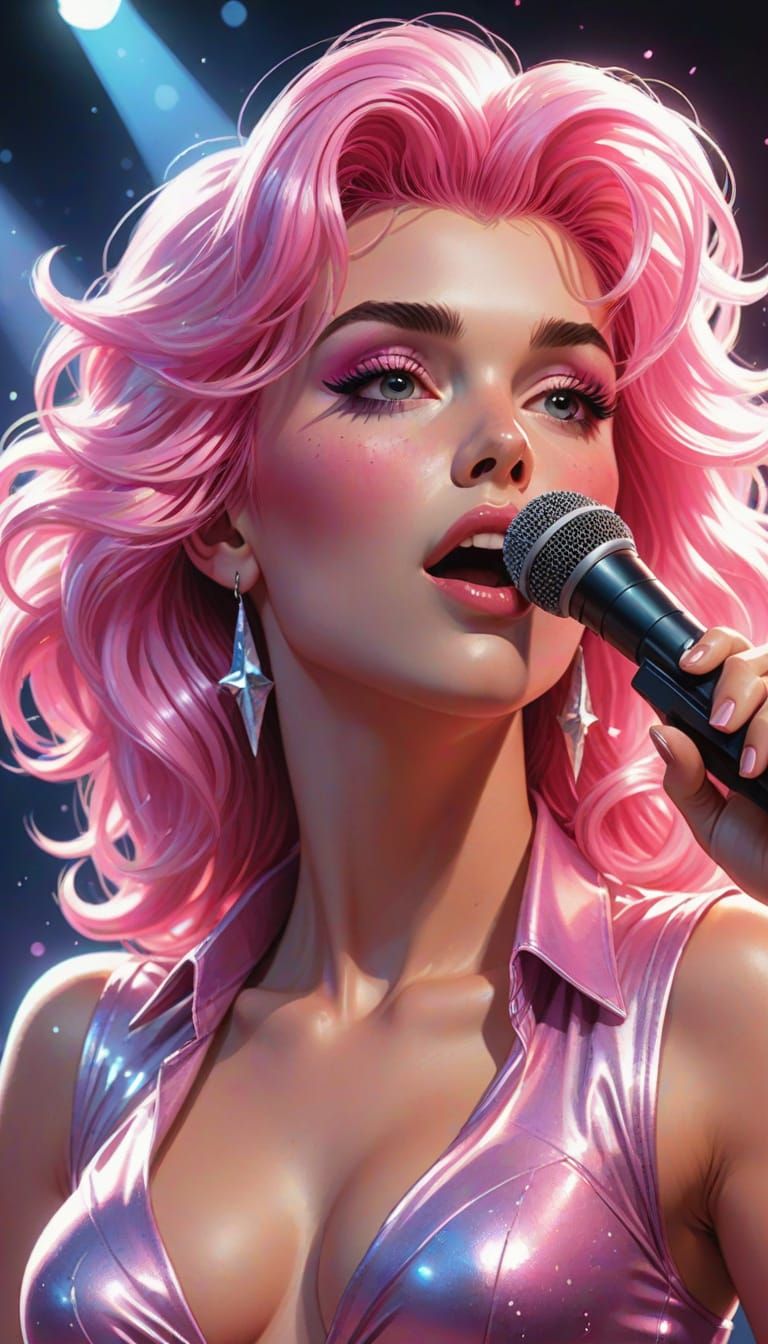 Jem Sings on Stage in Comic Book Art Style