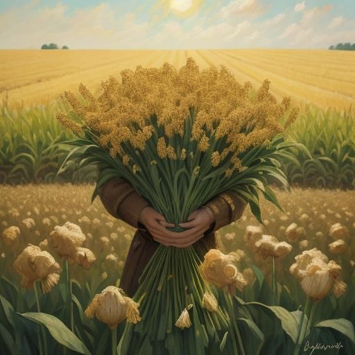 Fresh Garlic Harvest in Impressionist Style