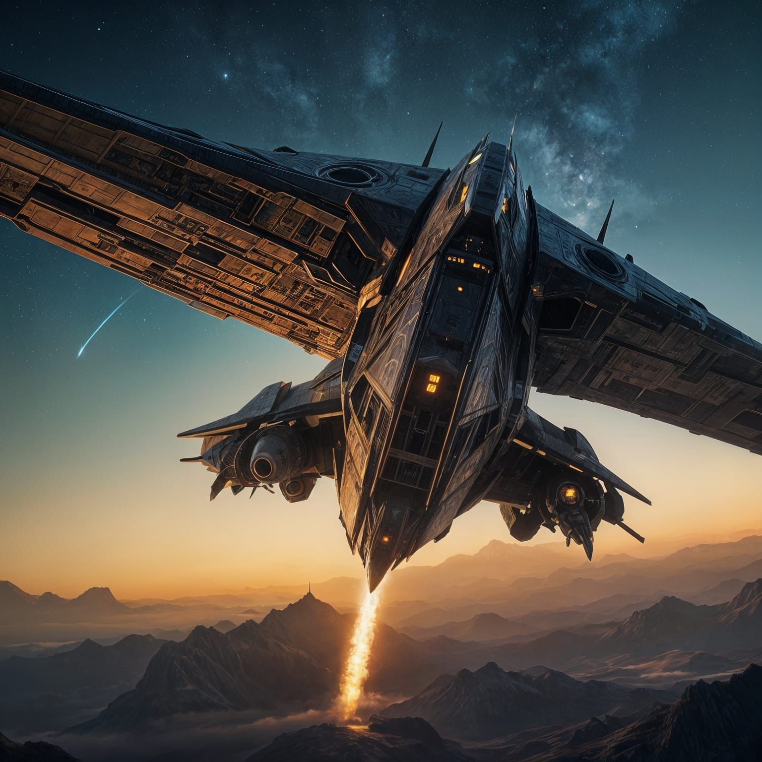 Majestic Klingon Bird of Prey Starship in Epic Nebula Backgr...