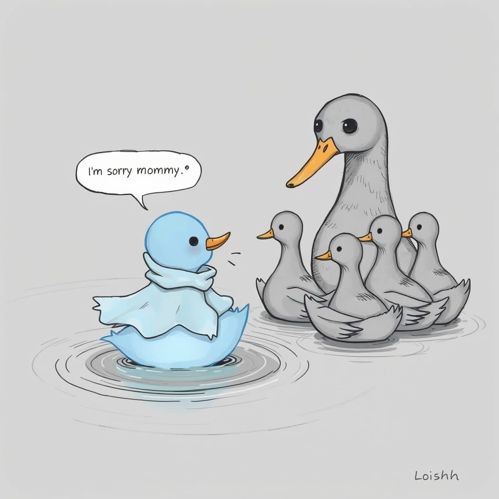 Ghost Duckling's Apology: A Monochromatic Scene