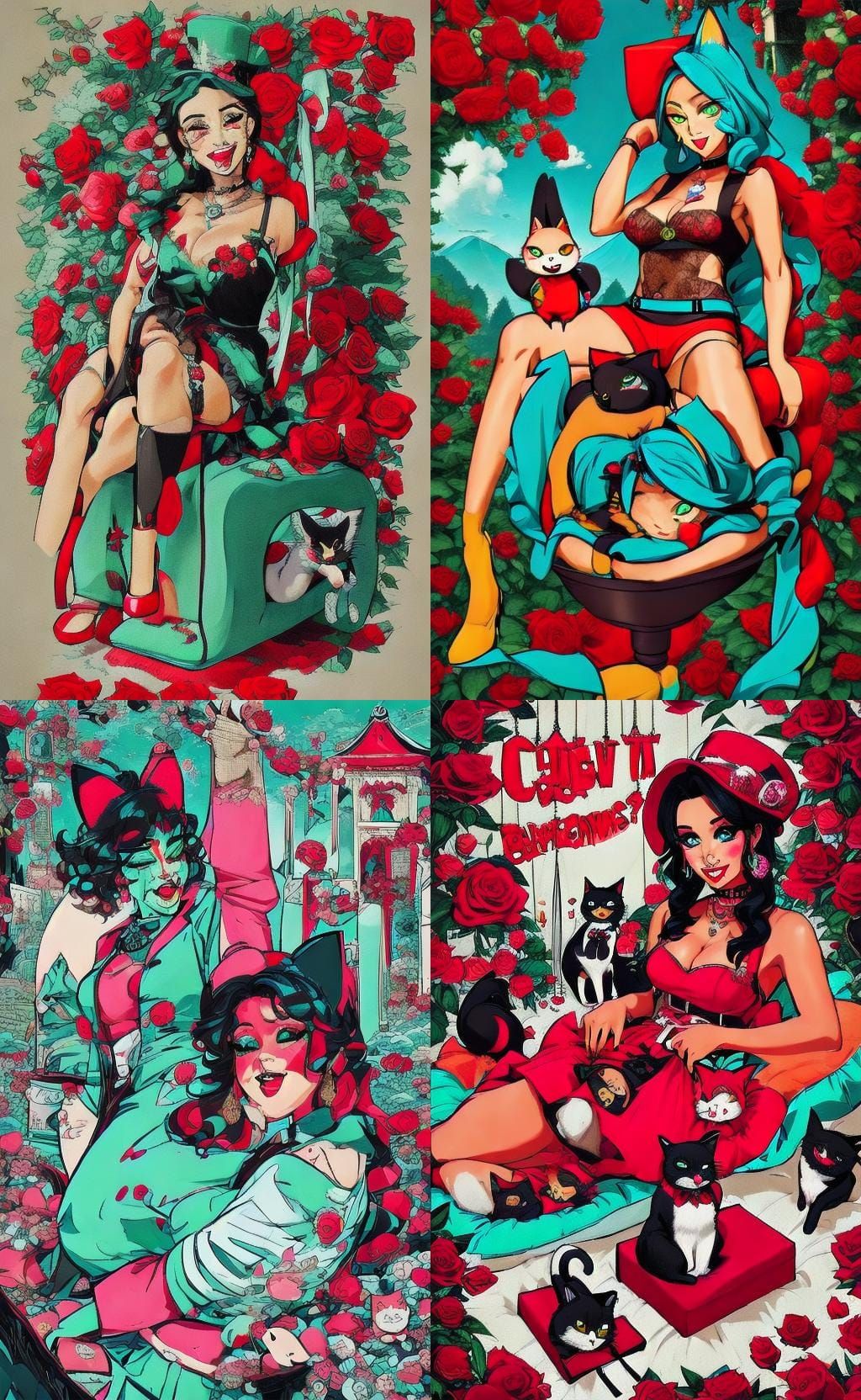 Horror Icons as Cats on a Cat Tree