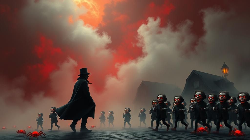 Surreal Toymaster Amidst Eerie Fog