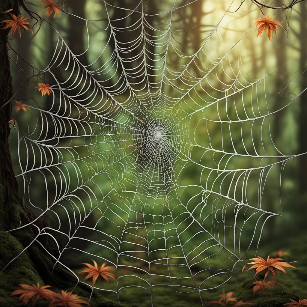 Enchanted Forest: Intricate Fantasy Spiderweb