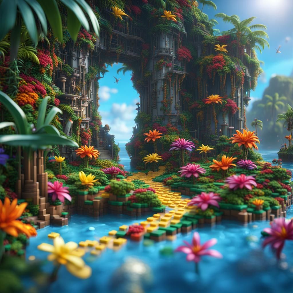 Lego Tropical Island: Detailed Matte Painting