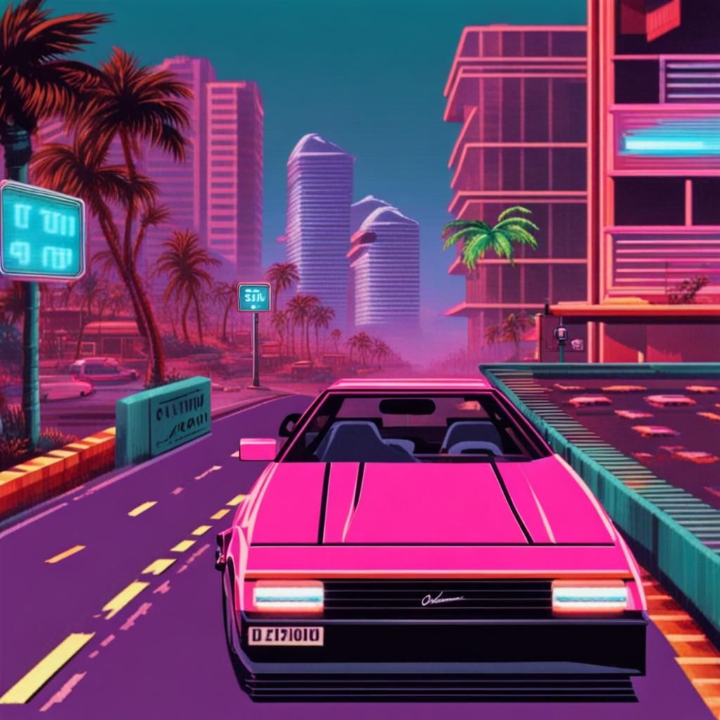 Outrun Style Video Game Scene