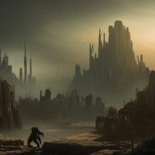 Dystopian Dark-Side Powers in Post-Apocalyptic Matte Paintin...