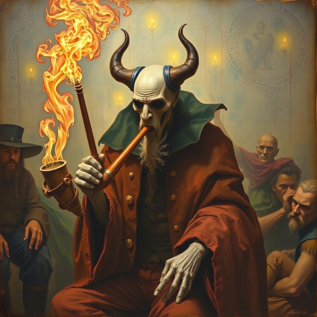 Surreal Vampire Joker Masterpiece in a Dark Humorous Style