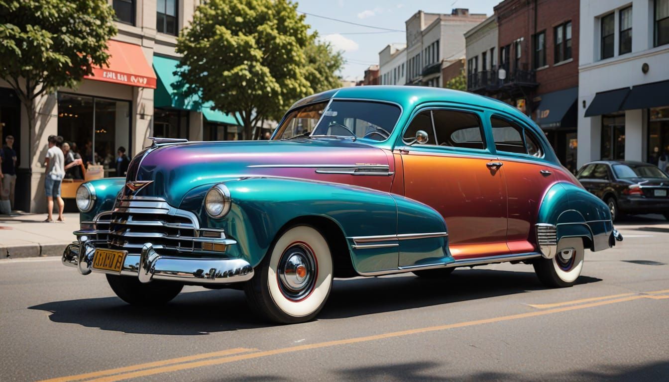 Sleek 1948 Chevrolet Fleetline in Luminous Rainbow Finish