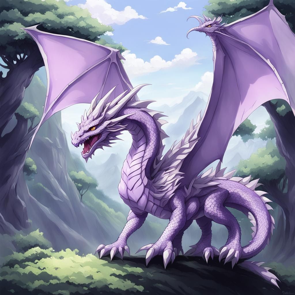 Light Purple Dragon in Anime Style