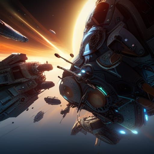 Epic Space Battle Concept Art in 8K