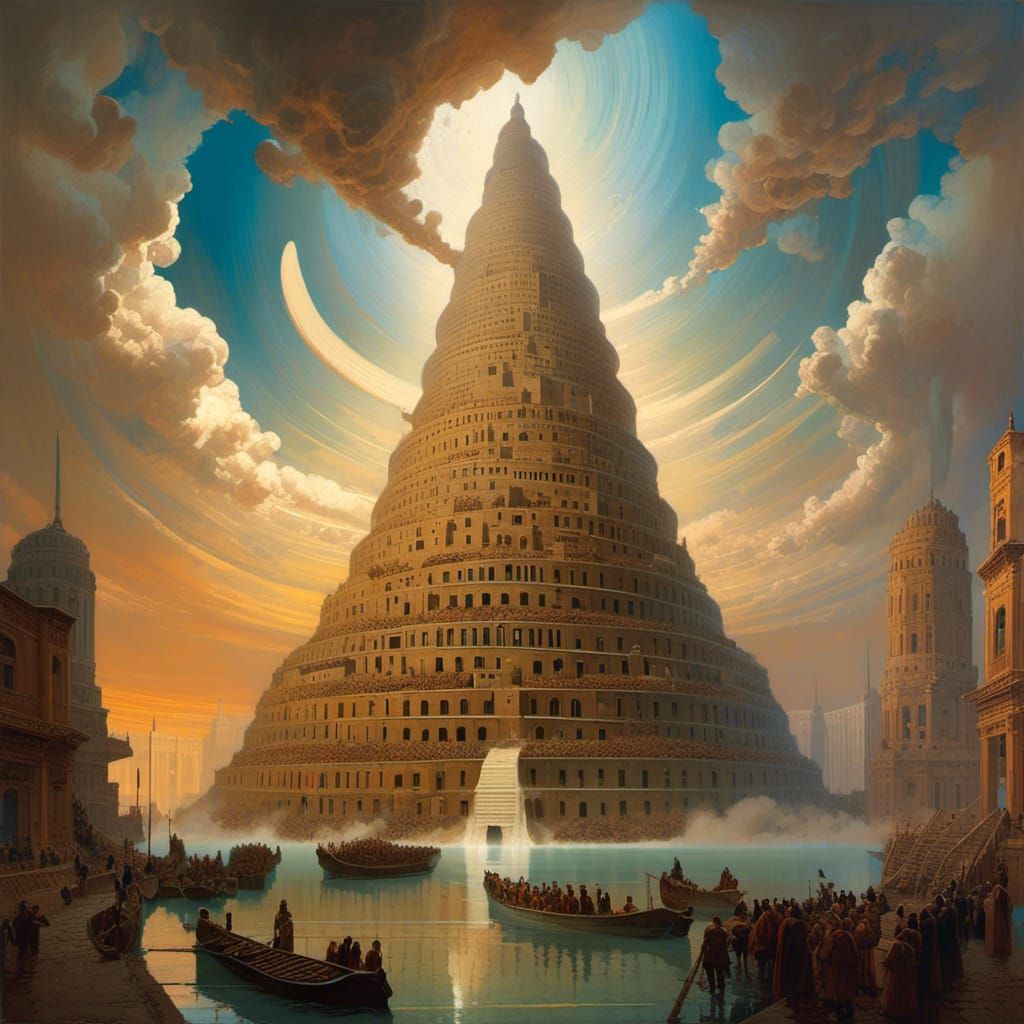 Tower of Babel Reaching Celestial Vortex