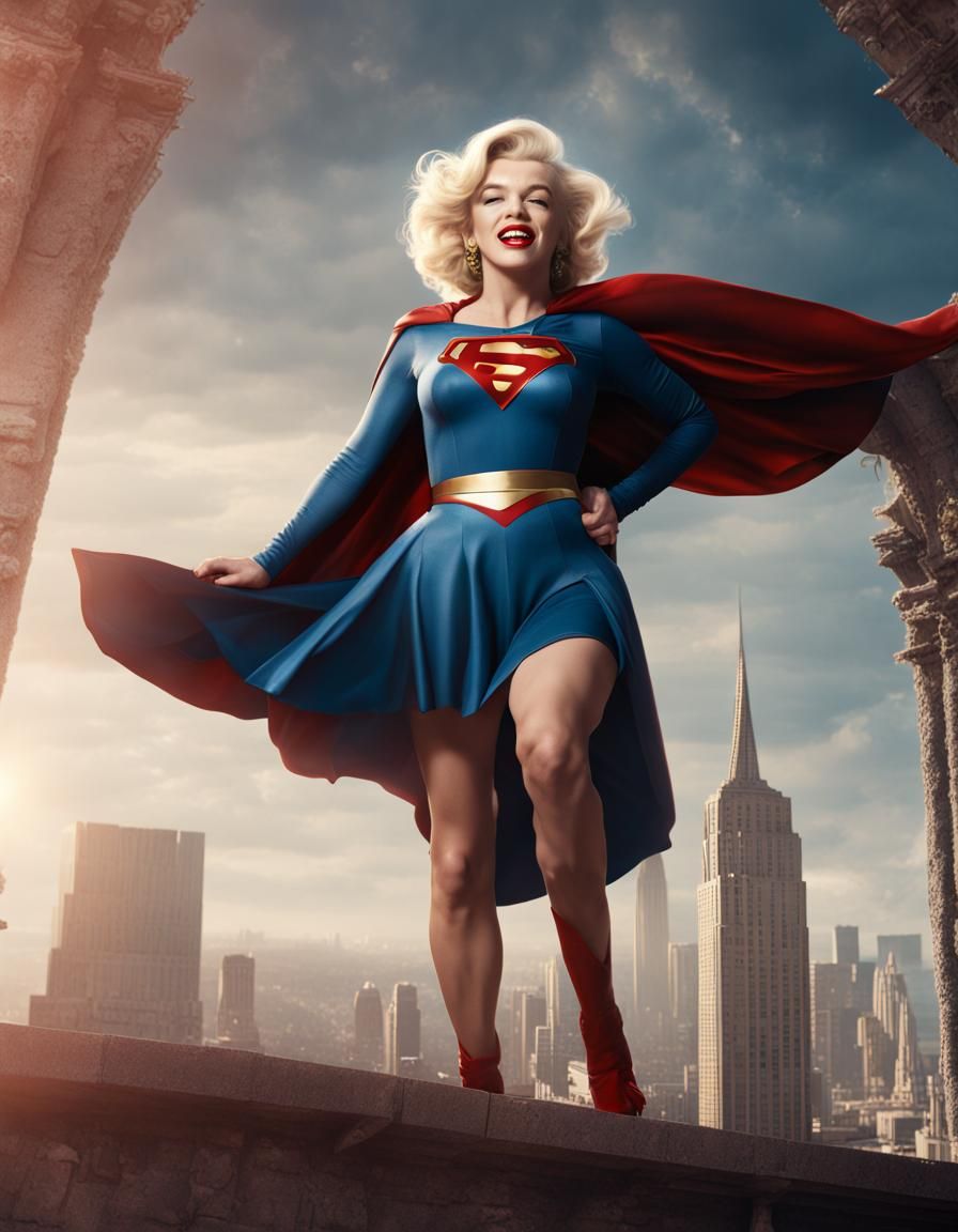 Marilyn Monroe as Supergirl: Detailed Fantasy Art