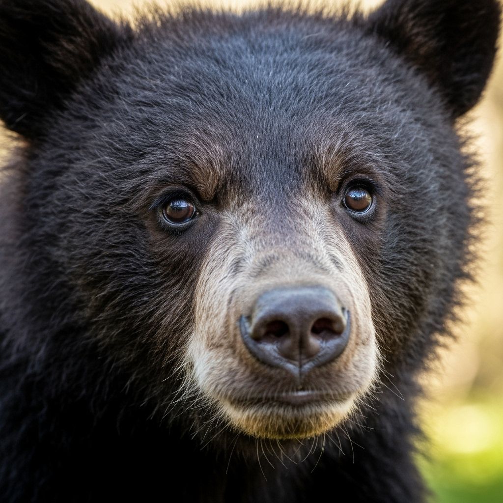 Close-Up Portrait of Black Bear Cub Face