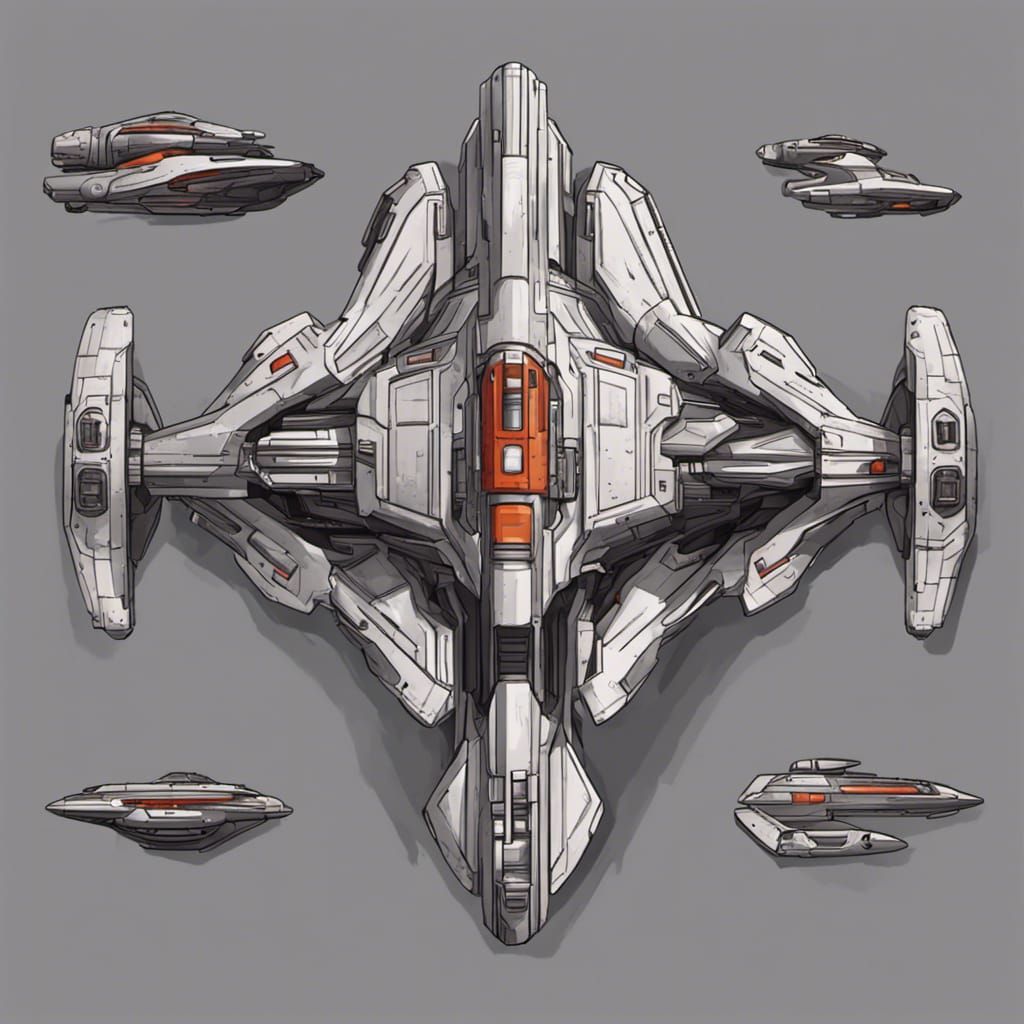 Sci-Fi Spaceship in Battlestar Galactica Style