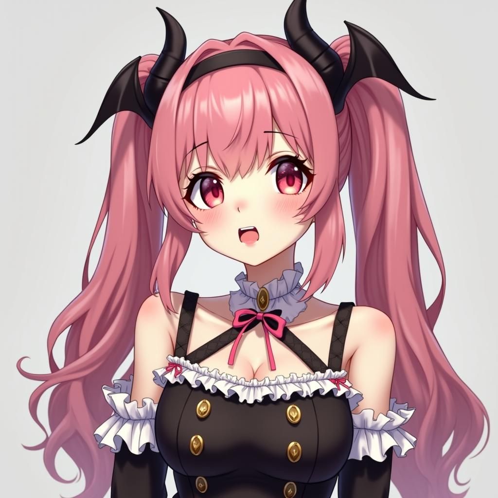 Vampire Girl with Bat Wing Hairpieces, Anime Style