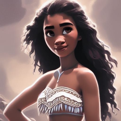 Moana Portrait in Hyperdetailed Concept Art Style