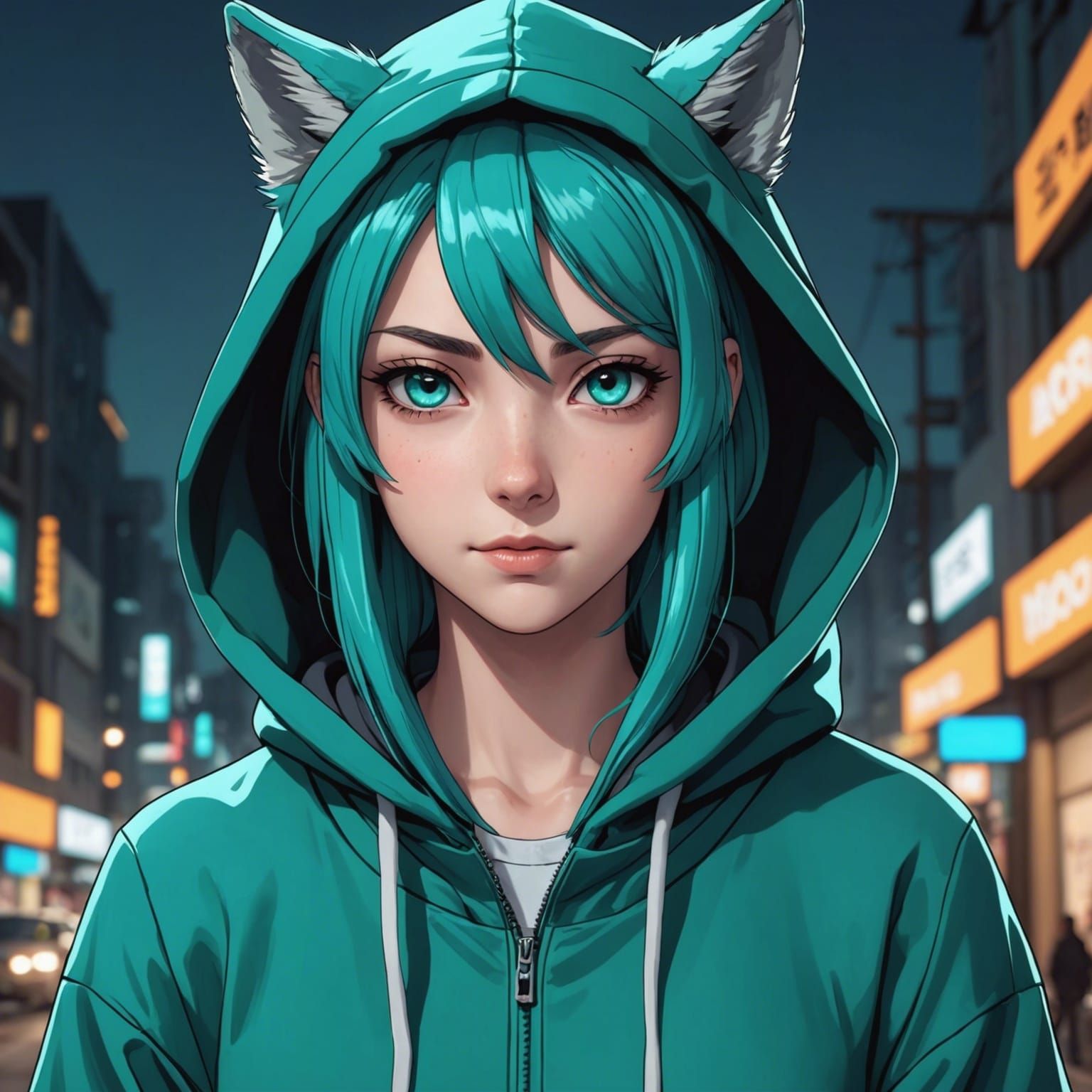 Teal Wolf-Human in Anime Style