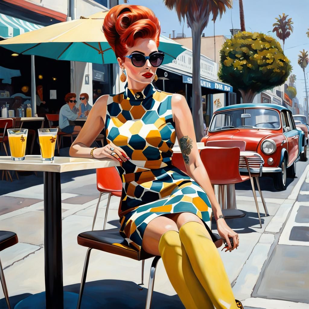 Vibrant 1960s Venice Beach Scene in the Style of Andy Warhol