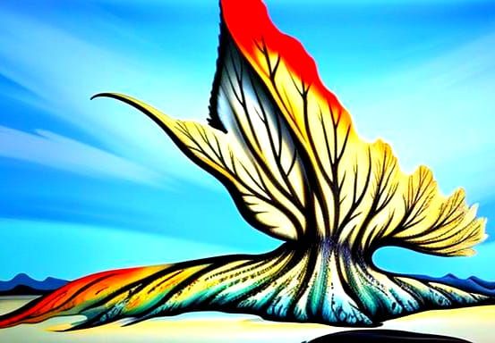 Chimeric Animals in Alien Landscape, Digital Illustration