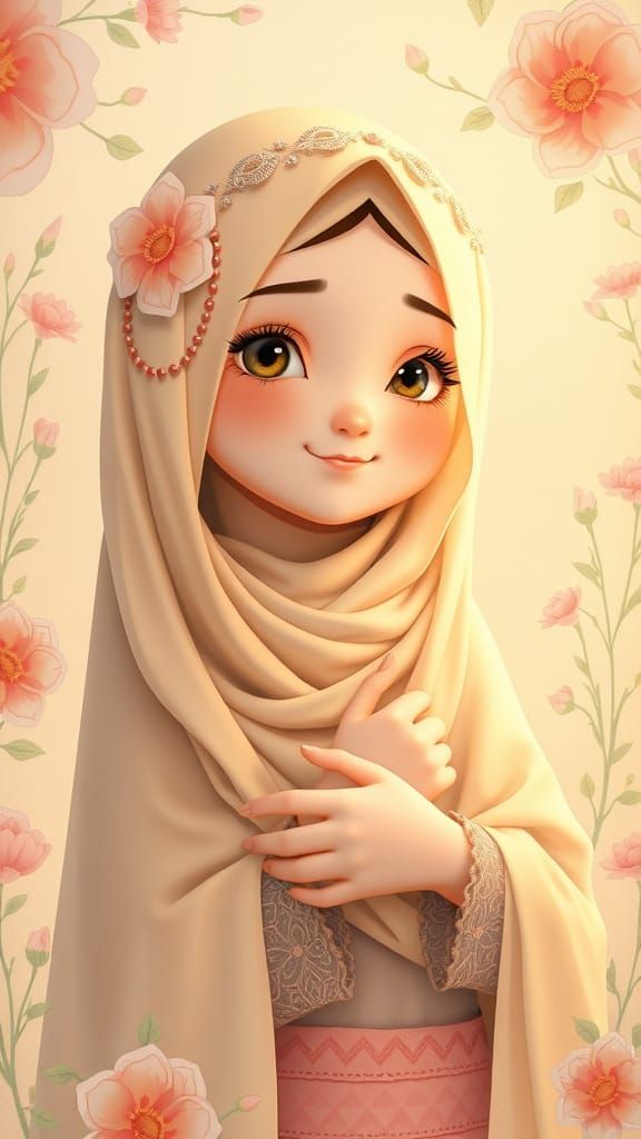 Zahia Portrait in Potter, Miyazaki, and Mucha Style