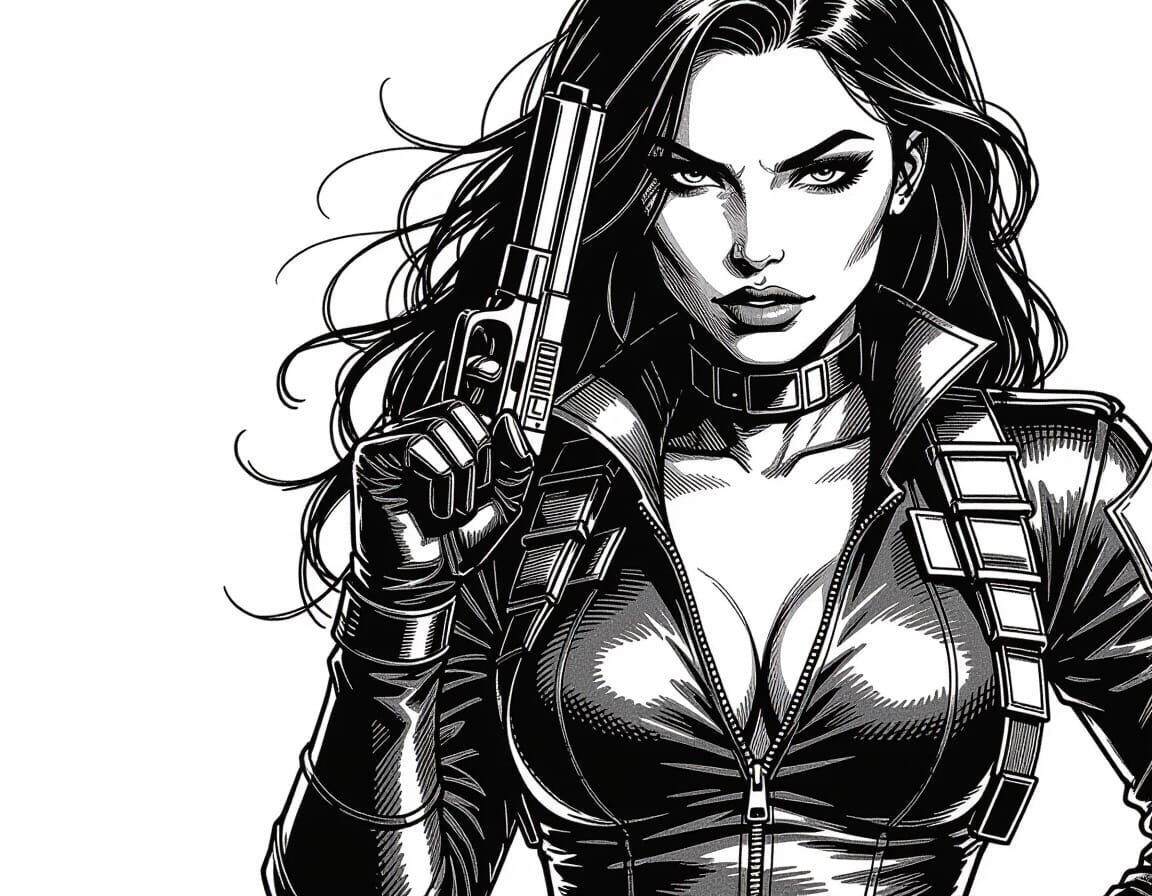 Stylish Supervillain Portrait in Rough Ink Sketch Style