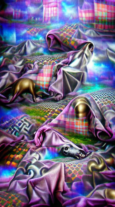 Houndstooth Blanket Under a Spell: Surreal Mixed Media