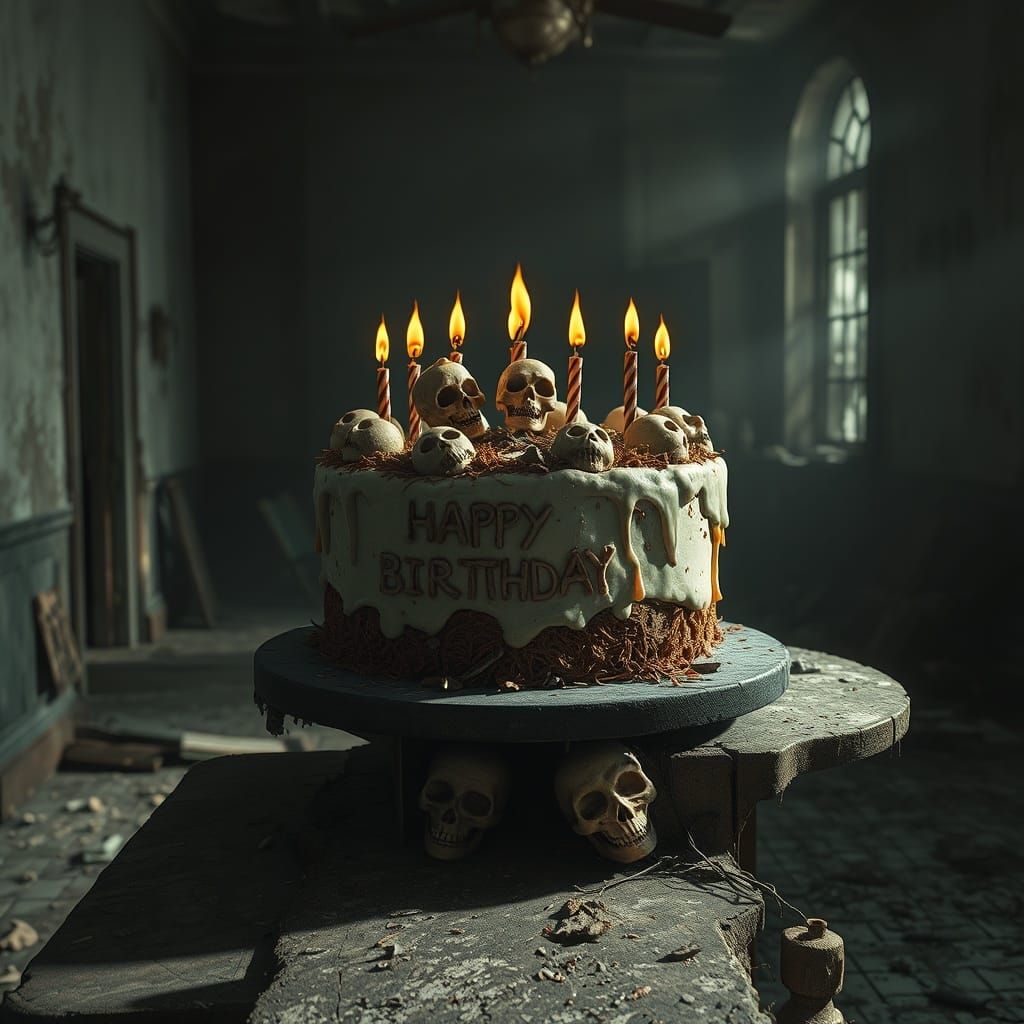 Macabre Birthday Cake in Abandoned Mansion