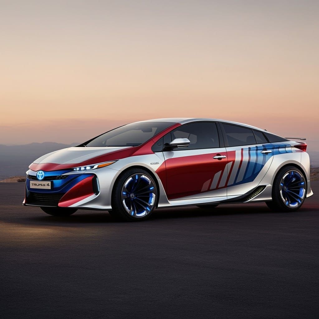 Patriotic Toyota Prius in Cyberpunk Style