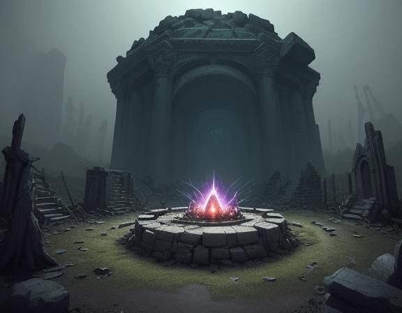 Grimdark Altar in Apocalyptic Astral Landscape