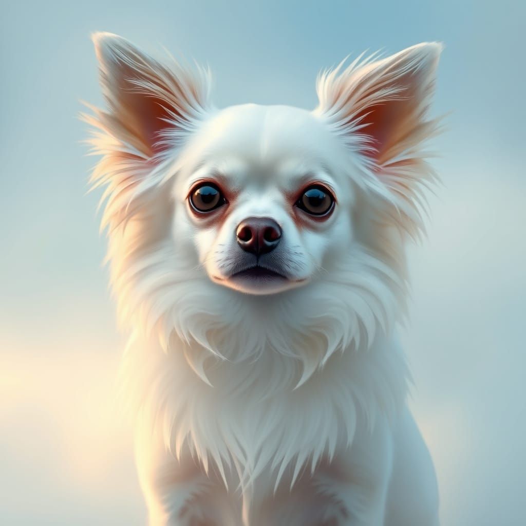Regal White Chihuahua in Ethereal Morning Light