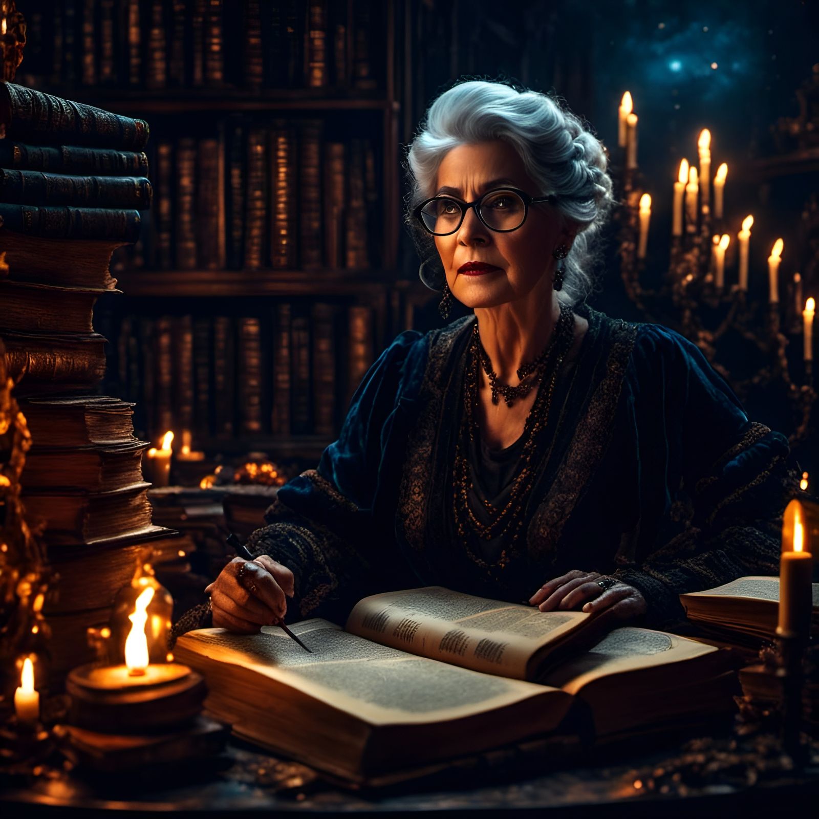 Cinematic Portrait of an Old Female Writer
