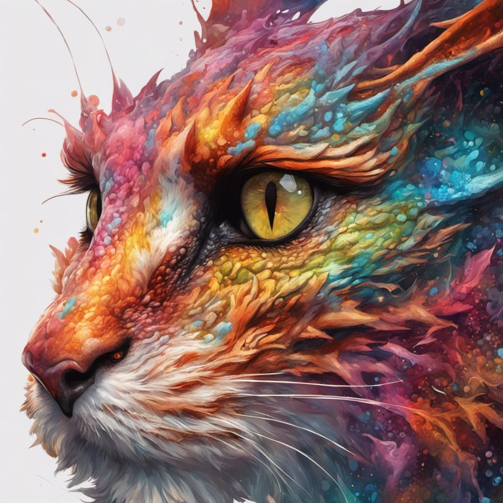 Hyperrealistic Dragon Cat Hybrid Concept Art