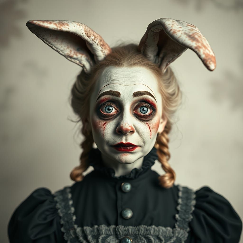 Bette Davis Bunny as Aged Baby Jane in Smeared Makeup